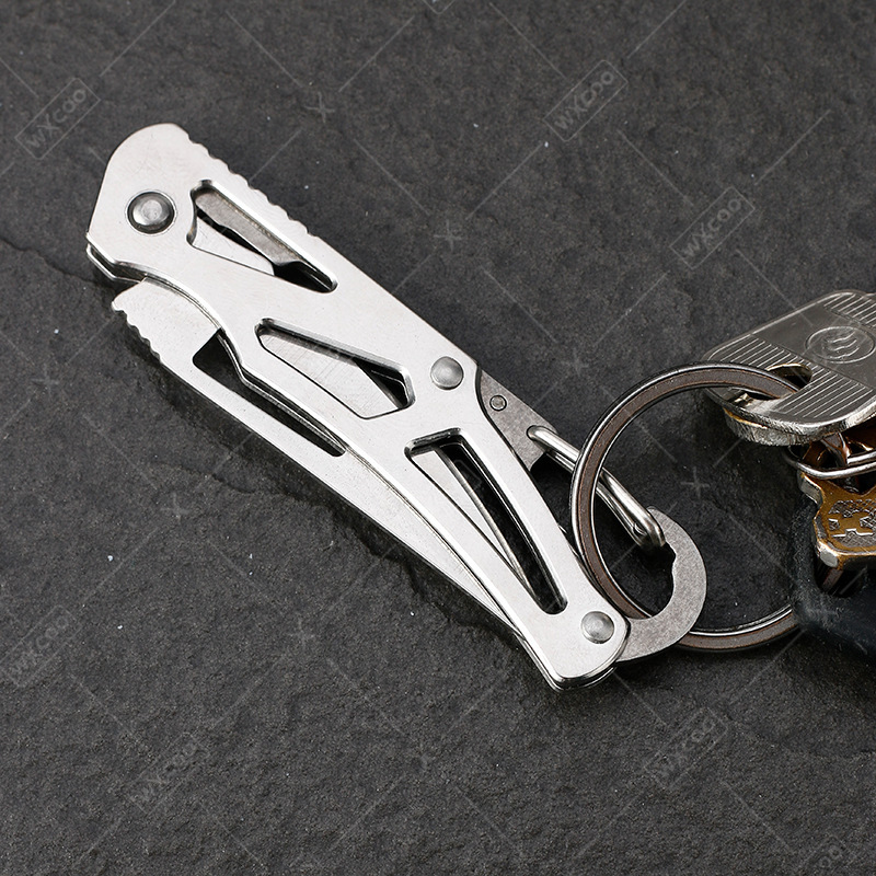 WXCOO Stainless Steel Kitchen Knife Portable Kitchen Cutting Knife with Keychain Meat Cleaver Fruit Slicing and Peeling Knife