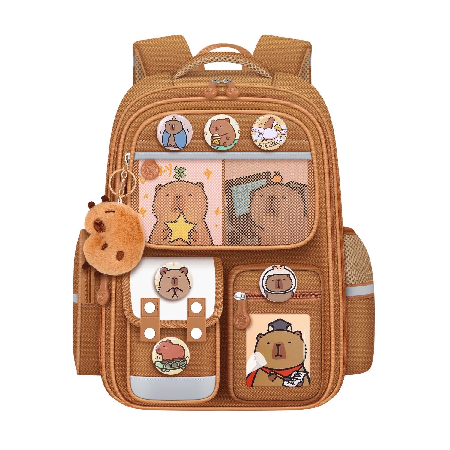 New Capybara Children's Bapa Large Capaci Elementary School Bookbag Boys And Girls Reduce Burden School Bag for ades -6