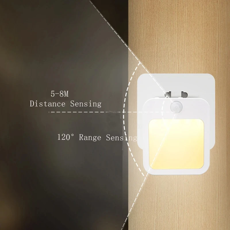 Motion Sensor หลอดไฟ LED EU Plug Wall Night Light โคมไฟ Stepless Dimming ตู้แสงโคมไฟสีขาวสําหรับข้างเตียงห้องนอน 220V