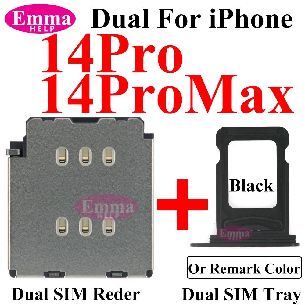 EmmaHelp Conector de lector de tarjetas SIM dual Cable de cinta flexible para iPhone 11 XR 12 13 14 15 Pro Max Soporte de ranura para bandeja de tarjeta SIM. Color de observación de la tarjeta SIM