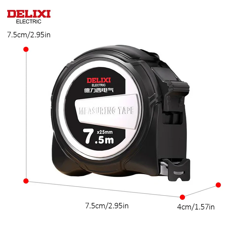 Metro a nastro elettrico DELIXI, 7.5M * 25MM ABS addensato Hard Anti Drop Shell DurableMeterRuler scatola resistente all'usura RulerforHousehold