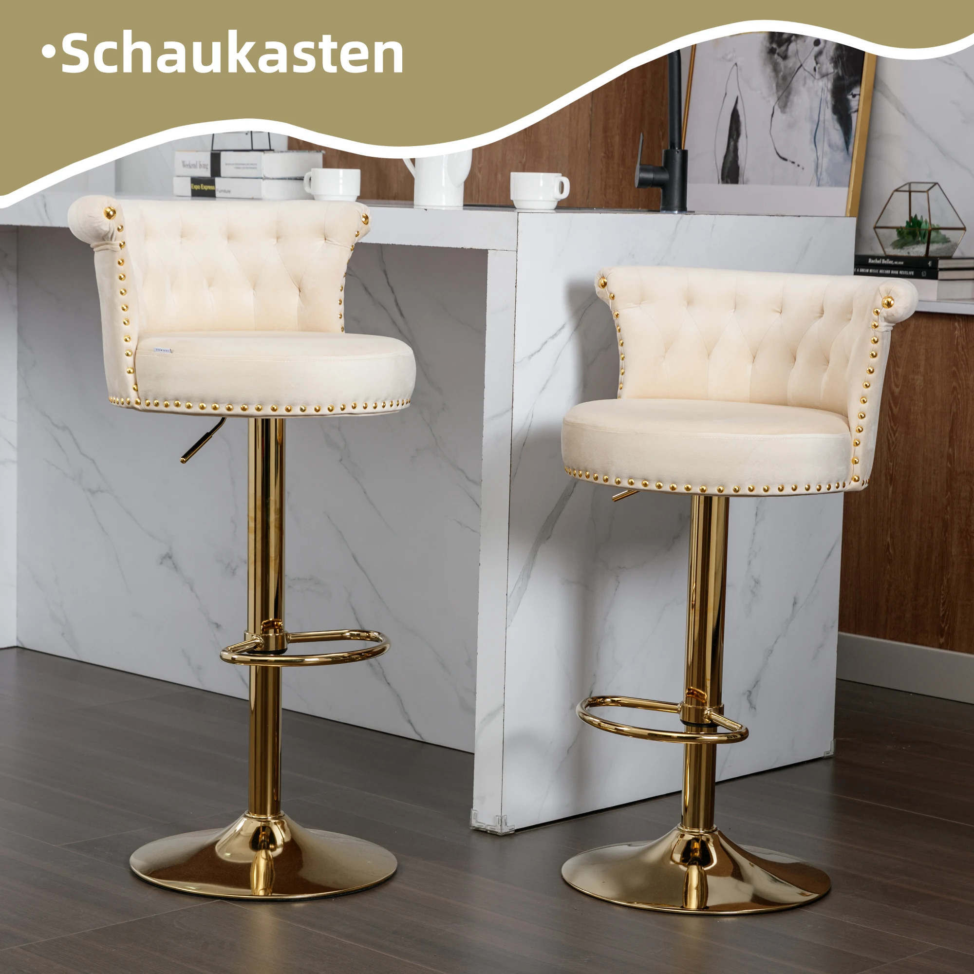 2PC/SET Drehbare Barhocker – verstellbar, Fußstütze, Höhenstühle für Küche, Esszimmer, Büro, Party-Versammlung