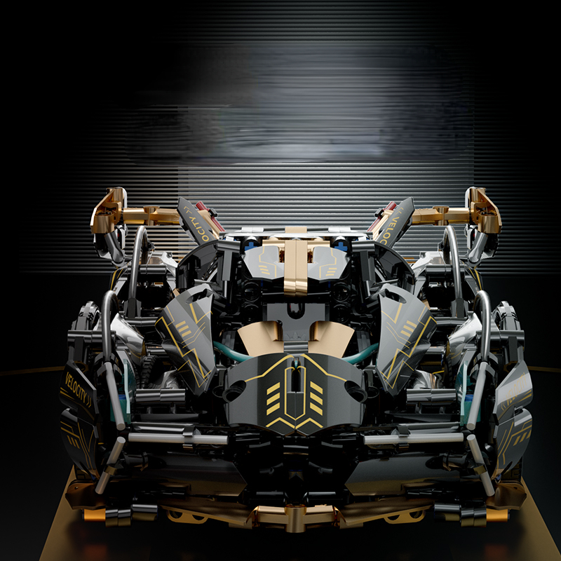 Negro V12 bloque Roadster RC Tech Racer 1:14DIY Roadster montaje de bloques de construcción coche de juguete regalo de cumpleaños