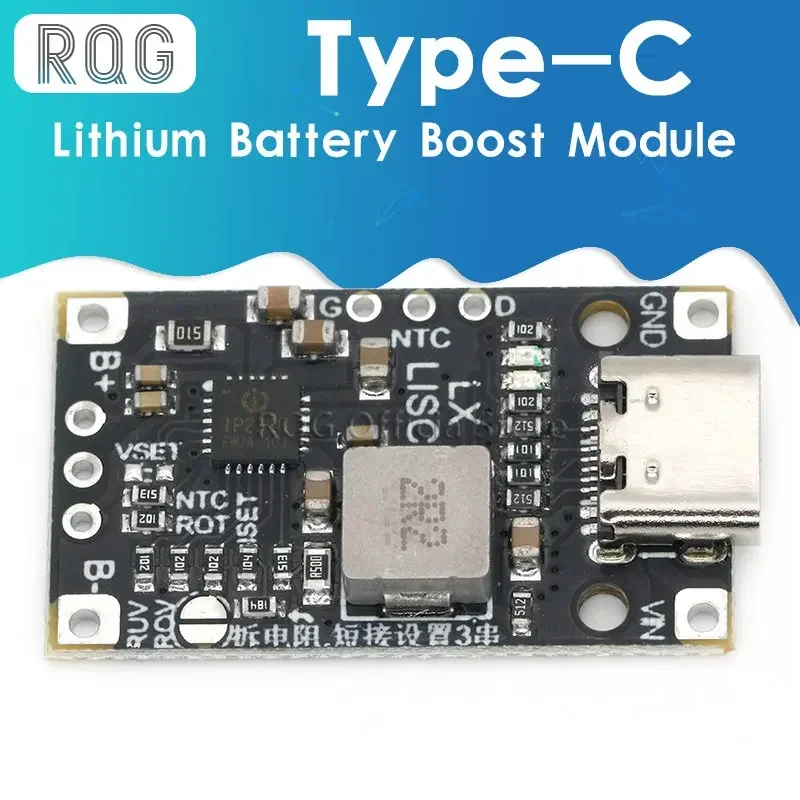 Módulo de refuerzo de carga de batería de litio, soporte equilibrado, carga rápida con indicador, USB tipo C, 2-3S, BMS, 15W, 8,4 V, 12,6 V, 1.5A