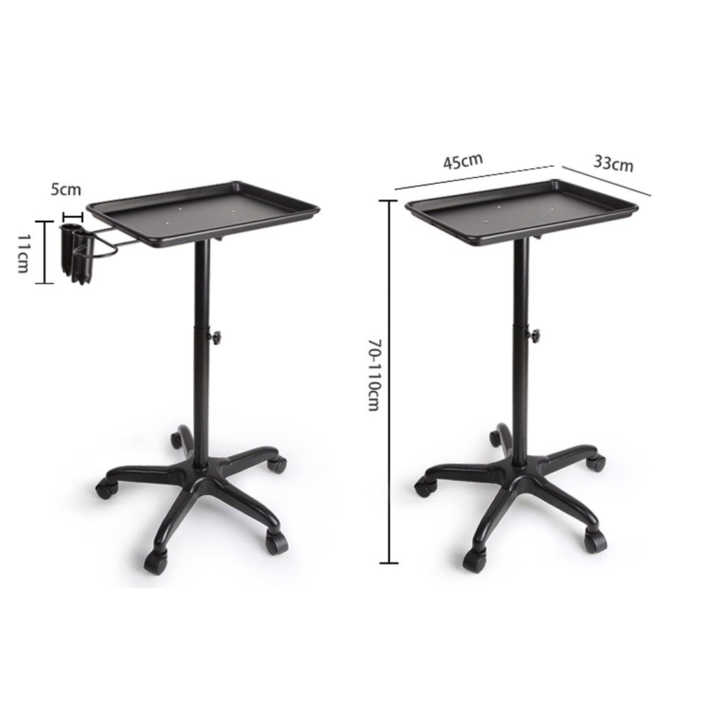 Salon Rolling Salon Tray Aluminum Trolley Cart Regulowana wysokość Mobilny salon kosmetyczny Spa Storage Tray Tattoo Hairstylist Cart