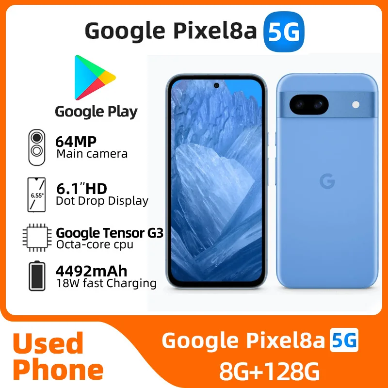Google pixel 8a versão global ai smartphone google tensor g3 64 mp quad pd câmera ampla 120hz display oled 4492mah bateria