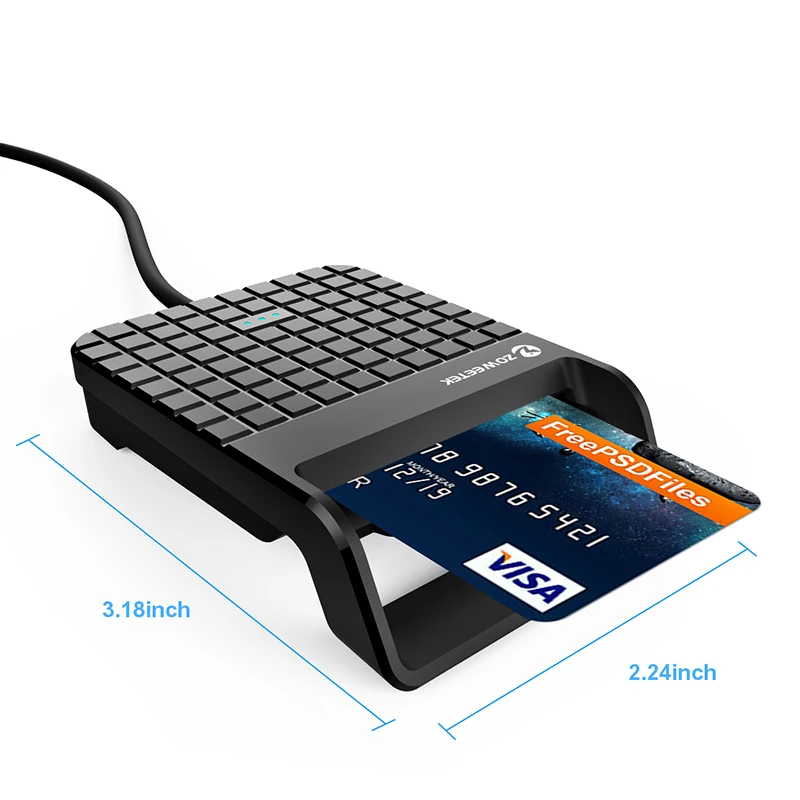 Оригинальный считыватель смарт-карт ZOWEETEK USB EMV для ID-Карты