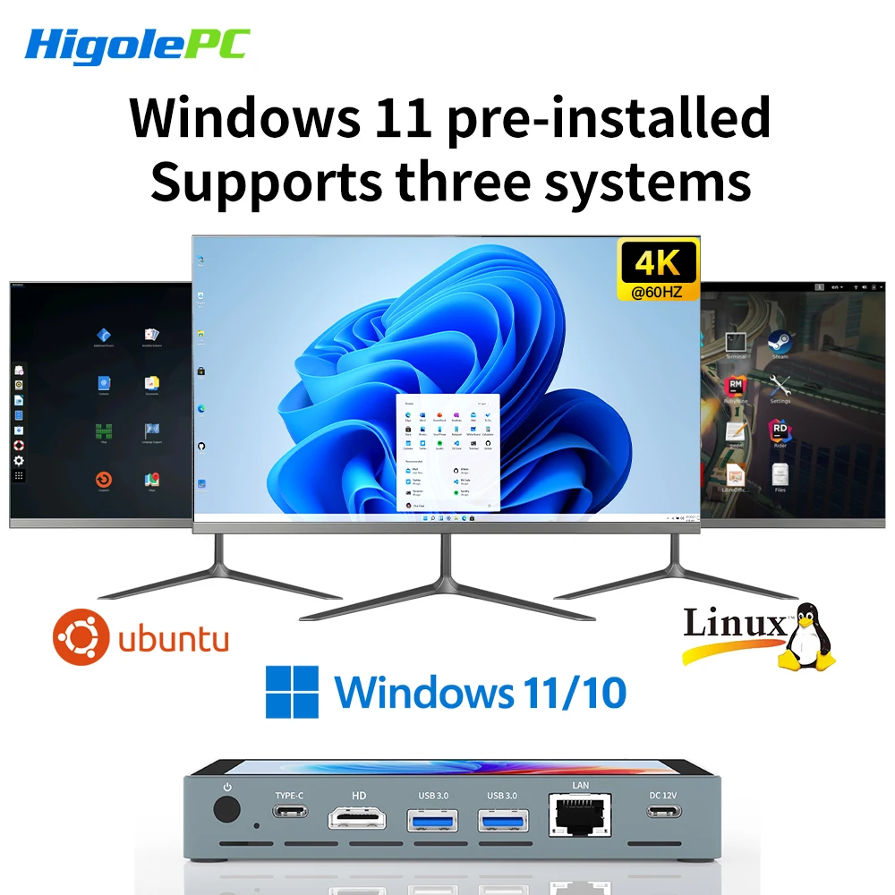 Higole Gole 2 Pro Mini PC with Screen 5.5'' Intel N5095 Windows 11 WiFi5 8GB 128GB 2500mAh 4K Desktop Computer Windows Tablet