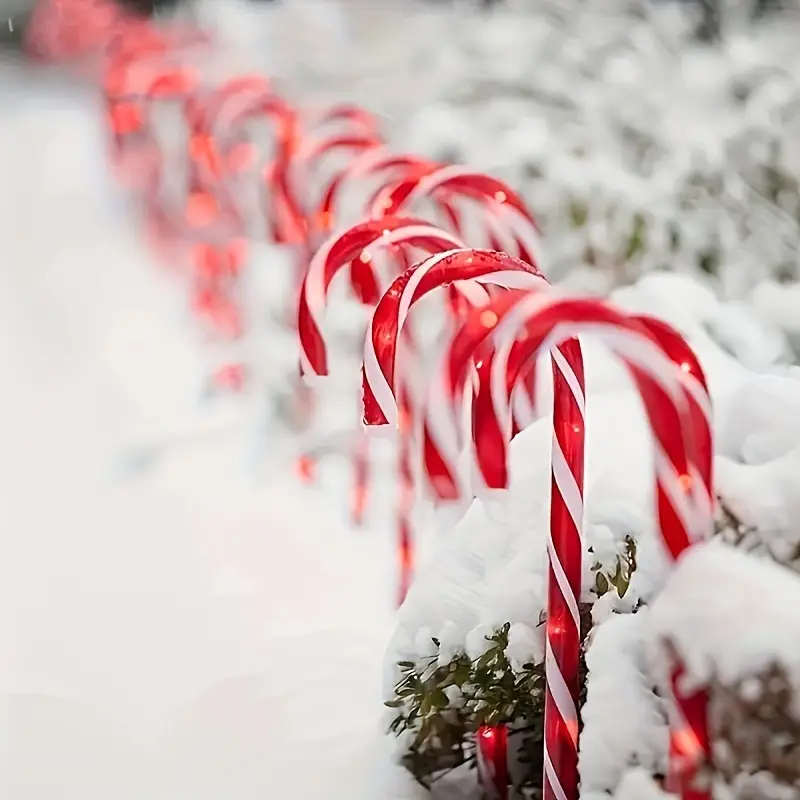 5 uds. Luces navideñas de bastón de caramelo para camino, lámpara marcadora de entrada de Navidad para jardín al aire libre, decoración para el hogar, jardín, Patio, piscina