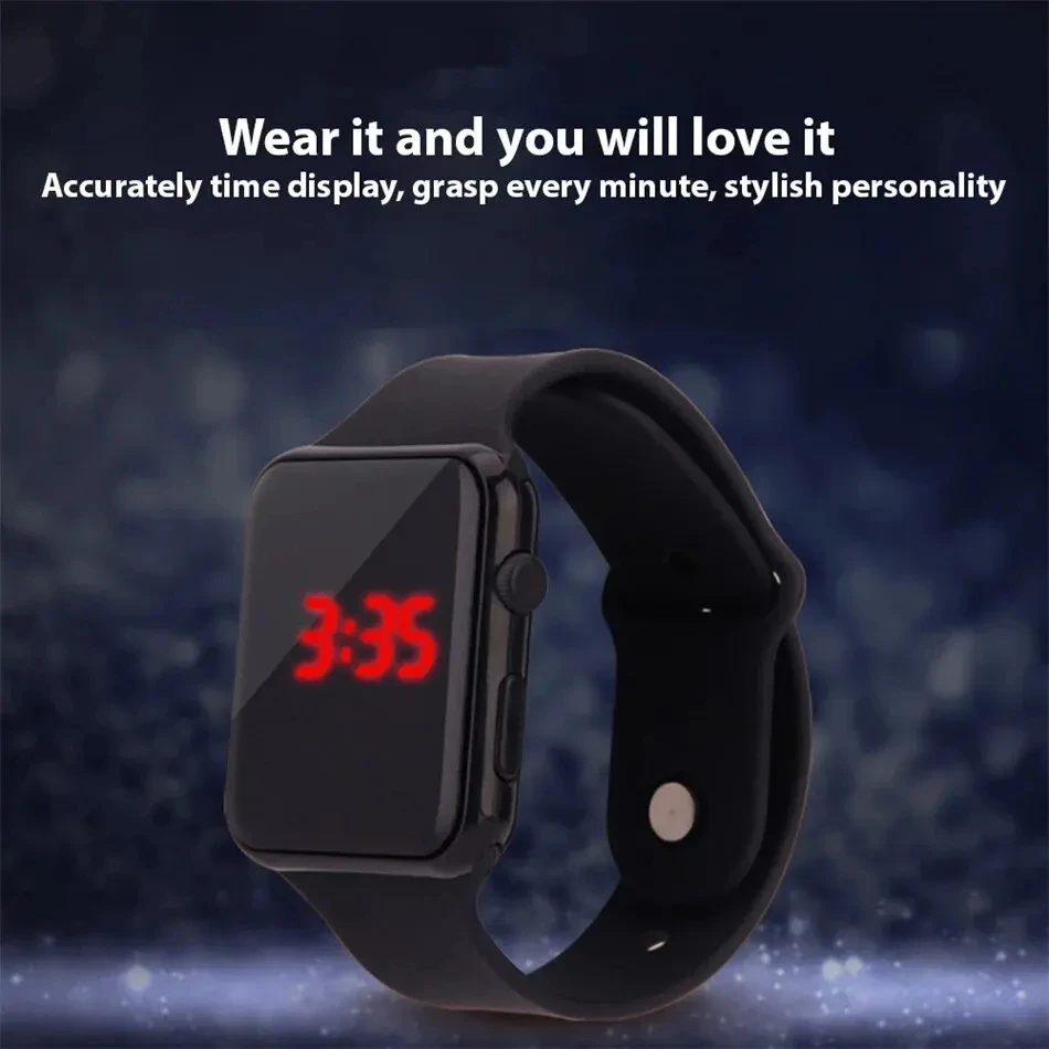 Reloj Digital Simple para Hombre y mujer, Reloj electrónico LED deportivo a la moda, pulsera de silicona negra, Reloj informal para Hombre