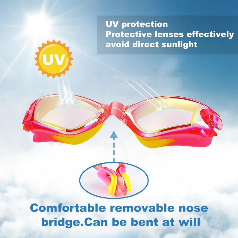 JSJM Professional สีสันเด็กแว่นตาว่ายน้ําซิลิโคน Anti Fog UV แว่นตาว่ายน้ําซิลิโคนกันน้ําแว่นตาว่ายน้ําเด็ก