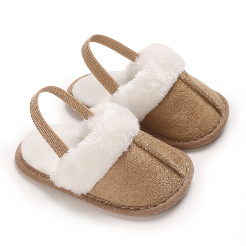 Zapatillas de algodón de otoño e invierno para bebés de 0 a 18M con aislamiento de felpa, suela suave, cómodos zapatos para caminar en interiores