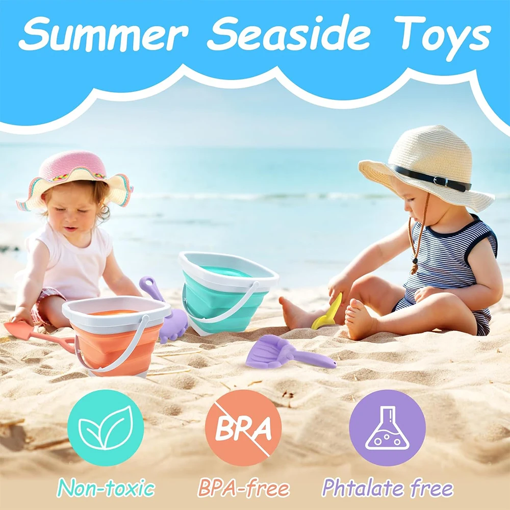 11 ชิ้นชุดของเล่นชายหาดแพคเกจของขวัญของเล่นทรายสําหรับเด็ก Sandbox ของเล่นพับถังพลั่วชุดทรายแม่พิมพ์ฤดูร้อนกลางแจ้ง