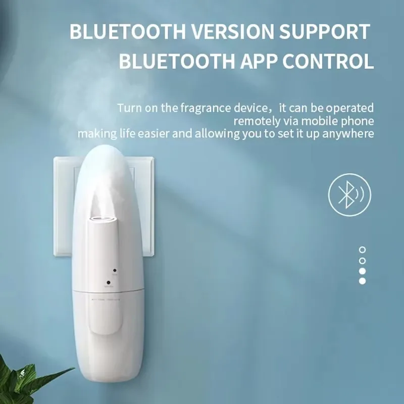 เครื่องกระจายกลิ่นบลูทูธควบคุม Essential แบบปลั๊กติดผนังเครื่องกระจายกลิ่นหอมแบบไม่ใช้น้ำก้านปักน้ำมันหอมระเหยกลิ่นแบบก้านปักน้ำมันหอมระเหยสำหรับโรงแรมบ้าน