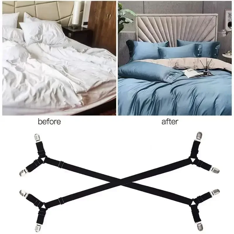Universal Bed Sheet Fixed Holder High Elastic Adjustable Crisscross Fastener Straps Kits Non-Slip Sofa Cover Clips
