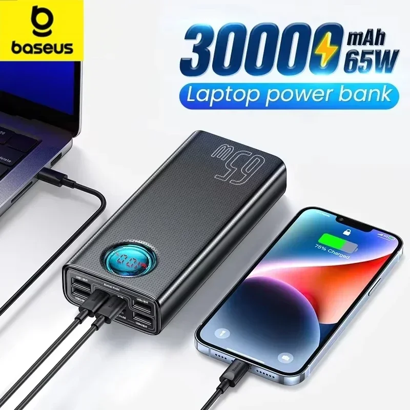 Baseus 65W Power Bank 30000mAh PD Quick Charge FCP SCP Powerbank przenośna ładowarka zewnętrzna do smartfona Laptop iPhone Tablet