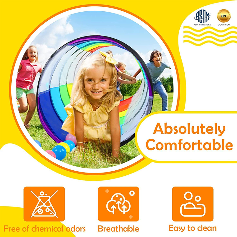 Kids Play Tunnel Tent for Toddlers Colorful Pop Up Crawl Toy for Baby or Pet with Breathable Mesh Collapsible Gift for Game