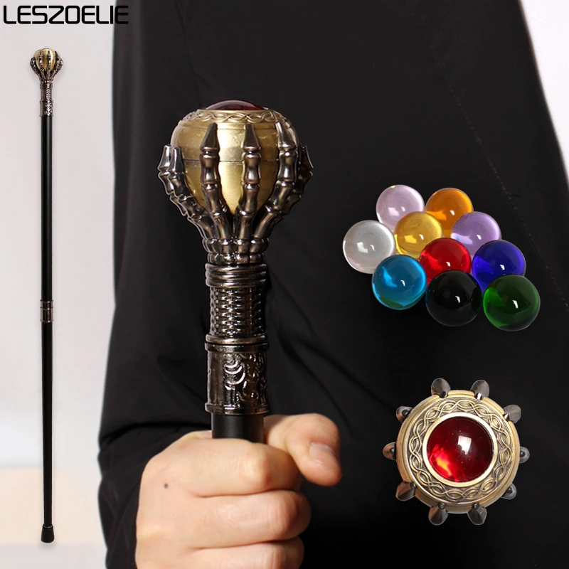 Bastón de bola de cristal de garra de dragón malvado de lujo para hombres y mujeres, bastones para caminar de moda, bastón decorativo para fiesta, 10 colores, 95cm