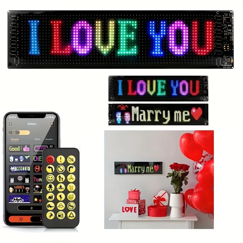 LED Matrix Pixel Panel USB 5V RGB Car Sign Bluetooth App Control Flexible Addressable Pattern Graffiti Scrolling Text Animation