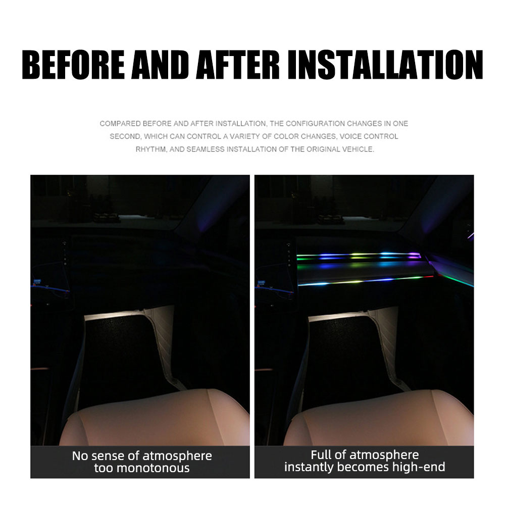 Universele Symfonie Auto Omgevingslichten LED Interieur RGB Streamer Sfeerlamp USB APP Afstandsbediening voor Tesla Model 3Y S X