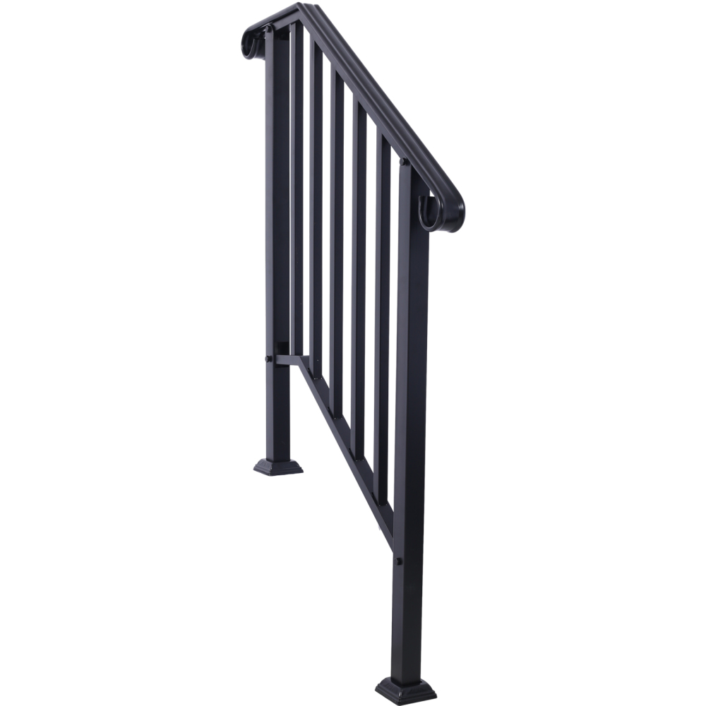 Handrails for Outdoor Steps Fit 2 or 3 Steps Outdoor Stair Railing Picket#2 Wrought Iron Handrail Flexible Porch Railing Black