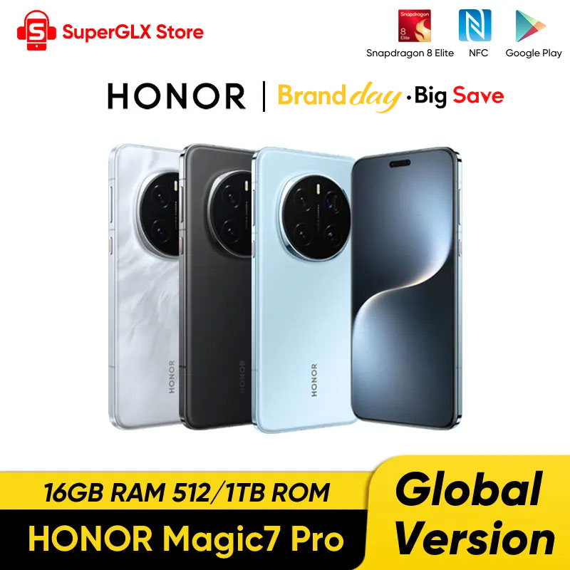 【EN STOCK】Versión Global HONOR Magic7 Pro 5G Smartphone Magic 7 Pro Snapdragon 8 Elite 120Hz Pantalla OLED 100W Carga Rápida