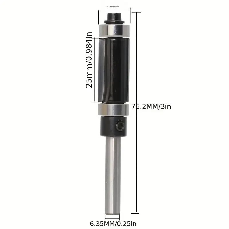 Herramientas Eléctricas de carpintería, vástago de 1/4 pulgadas, rodamiento superior e inferior, recorte al ras, broca de enrutador, 1 unidad