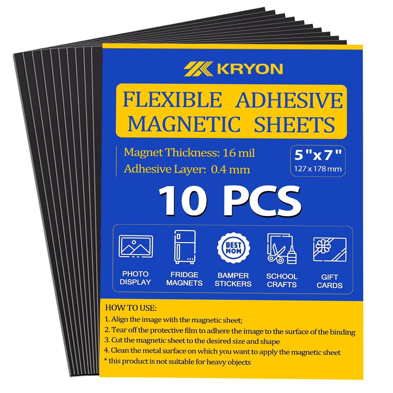Fogli magnetici con supporto adesivo, confezione da 10 dimensioni immagine 5"x7", magneti fotografici per frigorifero, foglio magnetico adesivo