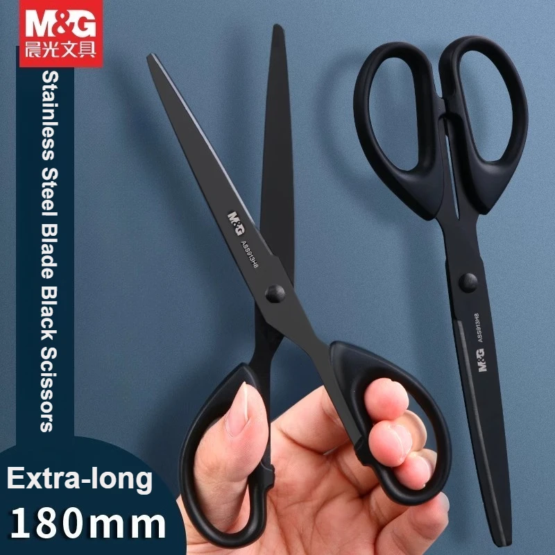 M & G – ciseaux noirs, lame en acier inoxydable tout usage, lame de revêtement au fluor non collante pour ruban adhésif, 1/2/3 pièces