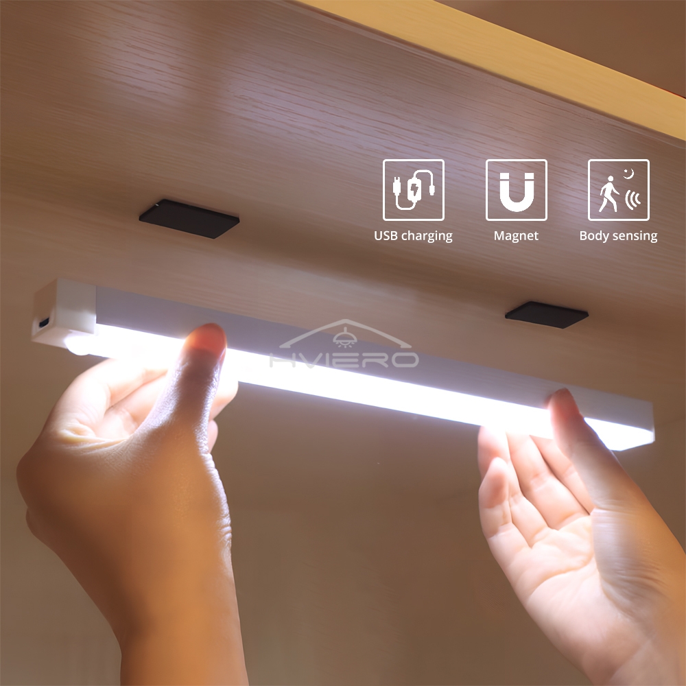 Rechargeable Motion Sensor LED Bar Light Induction Night Light Portable Cordless Magnetic Cabinet Lamp for Kitchen Bedside Room