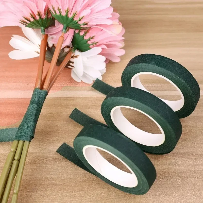 Zxiixz 30 Yard 12mm zelfklevende Boeket Bloemen Stem Tape Kunstbloem Stem Wrap Bloemen Groene Tapes DIY Bloem levert