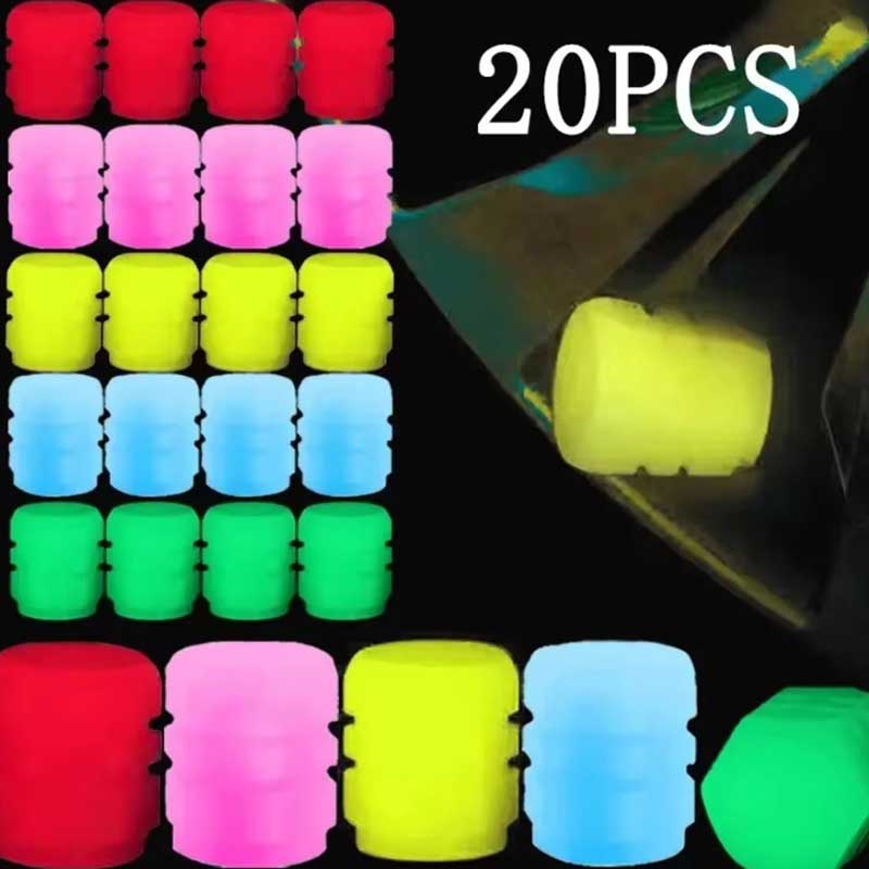 20 STKS Mini Lichtgevende Ventieldopjes Auto Motor Kleurrijke Gloeiende Kleppendeksel Band Wielnaaf Styling Decor Auto Accessoires