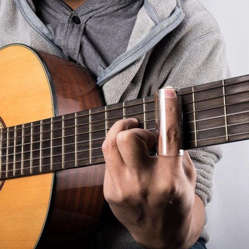 1Pc 60MM 기타 슬라이드 바 기타 우쿨렐레 현악기 용 스테인레스 스틸 금속/아크릴 핑거 슬라이드 기타 액세서리