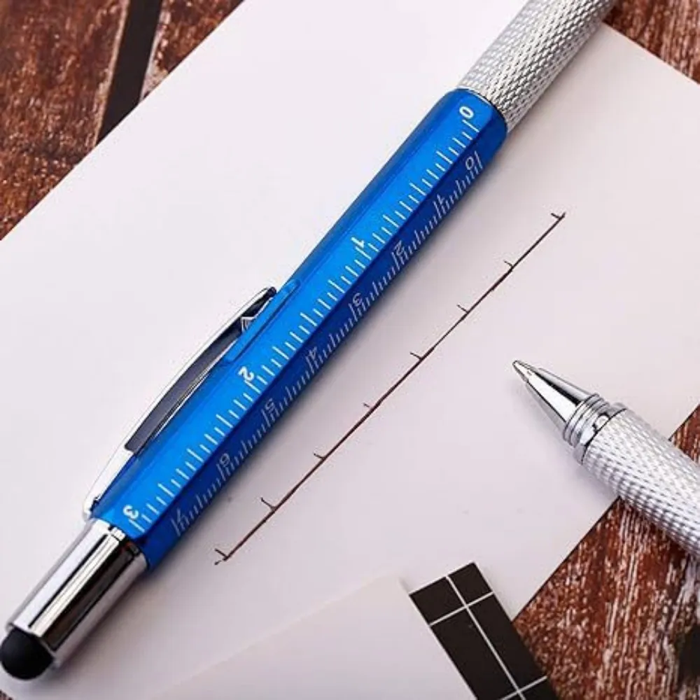 7 In 1 Multifunctional Ballpoint Pen With Screwdriver Ruler Levelgauge Touch Screen Stylus Office School Student Stationery New