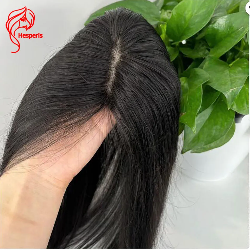 Hesperis12 * 13ซม. เส้นผมมนุษย์จากผ้าไหมแท้สำหรับผู้หญิงผมบางสีดำธรรมชาติและสีน้ำตาลกลางชิ้นผม