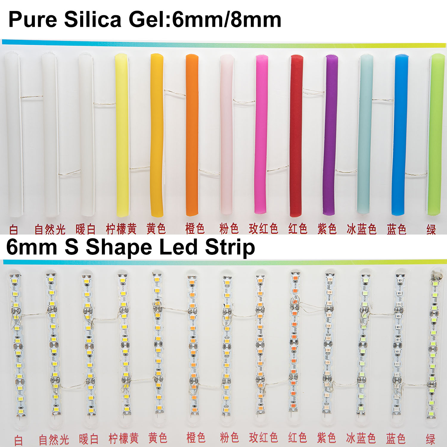 6mm 8mm 12mm S Flexible separado silicona neón 3528SMD tira de Led 12V para letrero de neón LED impermeable IP67