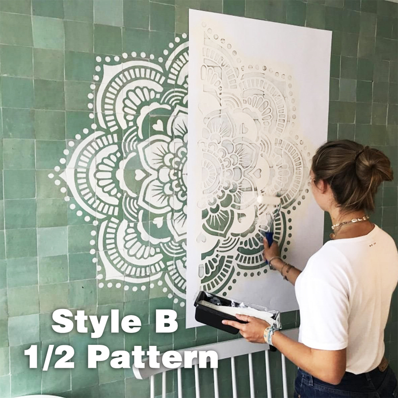 40 センチメートル-80 センチメートルステンシル壁絵画装飾テンプレート家具メーカー装飾ペイントパテレンガラウンド花曼荼羅 S309