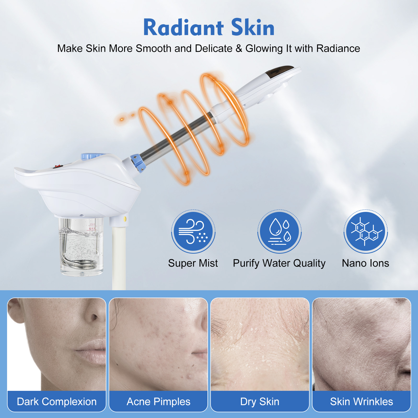 Professionelle Hautpflege Gesichtsdampfer Gesichtssprüher Ozon Aroma Salon Spa Stand