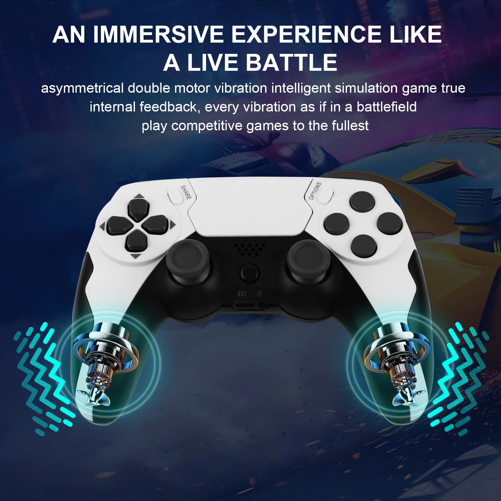GAMINJA P48 Wireless Controller BT Gamepad Double Vibration No Latency With Touchpad Microphone Earphone Port For PS4 PS3 PC