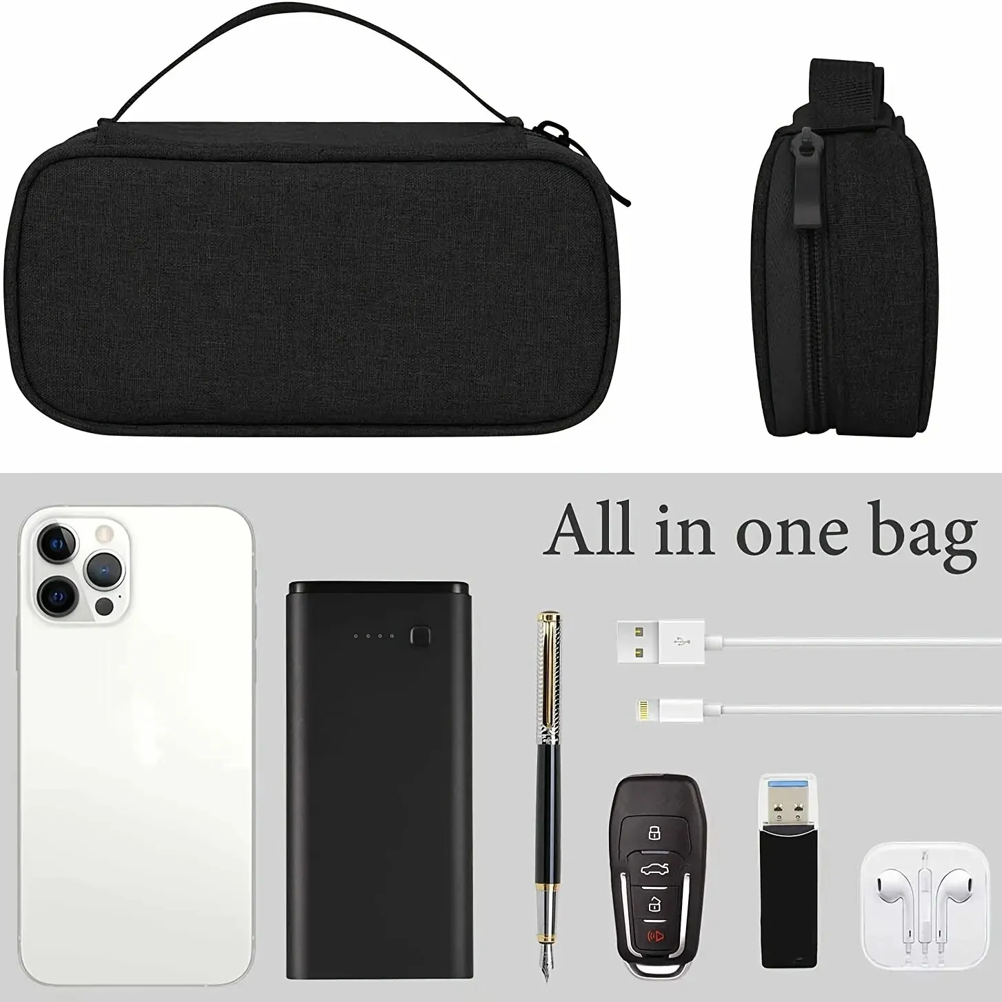Electronics Travel Organizer แฟลชไดรฟ์ USB แบบพกพาอุปกรณ์เสริมสายไฟกันฝุ่นและกระเป๋าเก็บโทรศัพท์