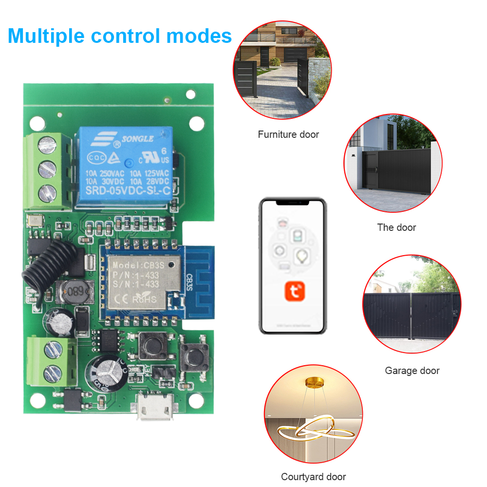 โรงรถประตู wifi รีโมทคอนโทรลสนับสนุน Alexa Google home Access Control System Voice Remote ทํางานร่วมกับ Tuya APP