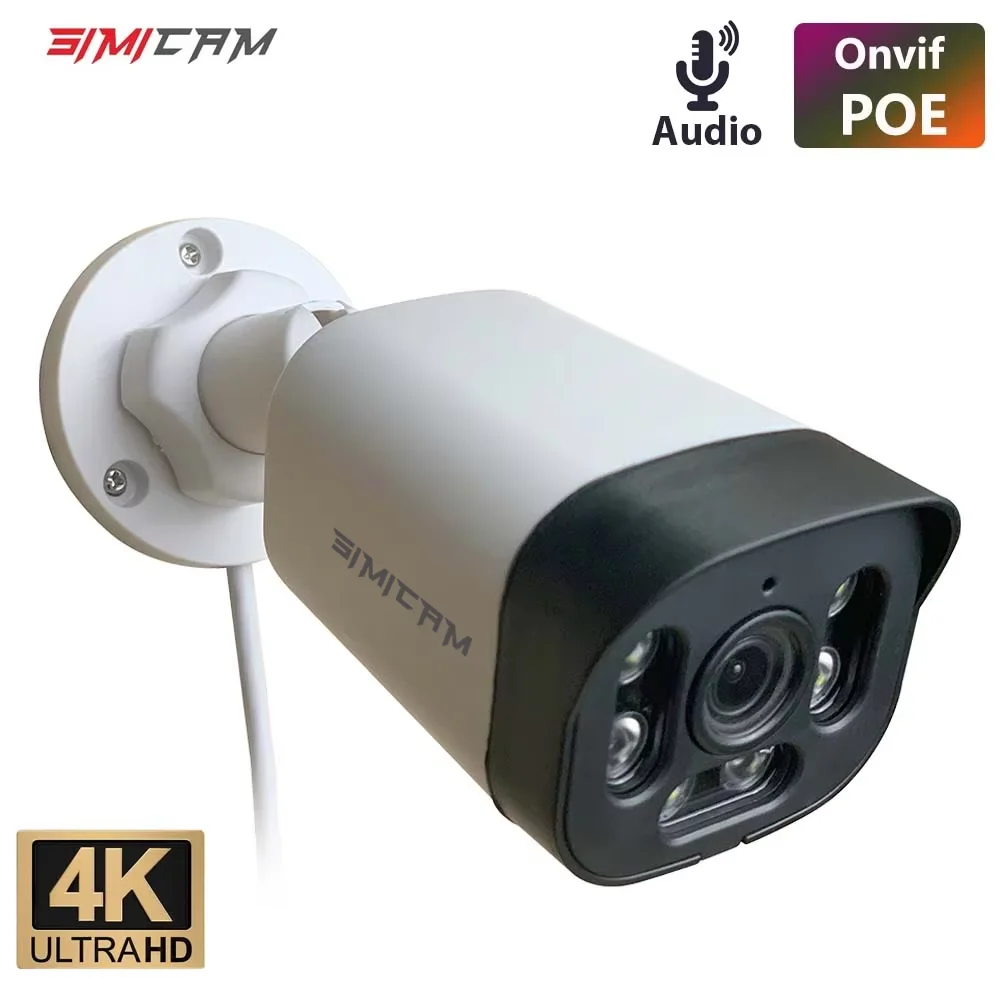 Super HD Infrarot-Nachtsicht-Bullet-Videoüberwachung für NVR, 4K Poe-Überwachungskamera mit Audio, 48 V POE, DC 12 V, 4 MP, 5 MP, 8 MP