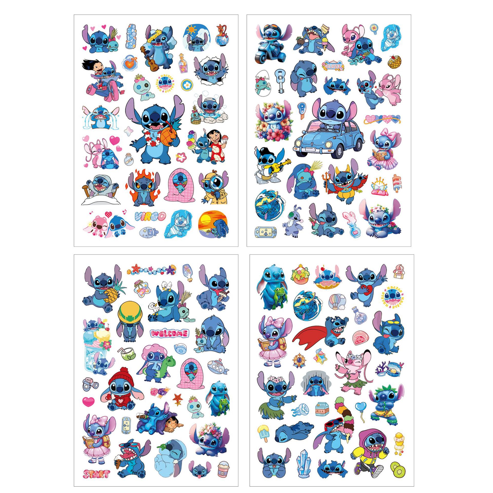 4Sheets Disney Cute Cartoon Lilo & Stitch Stickers DIY Diary Tattoo Stickers Stitch Birthday Party Decoration Fun Classic Toy