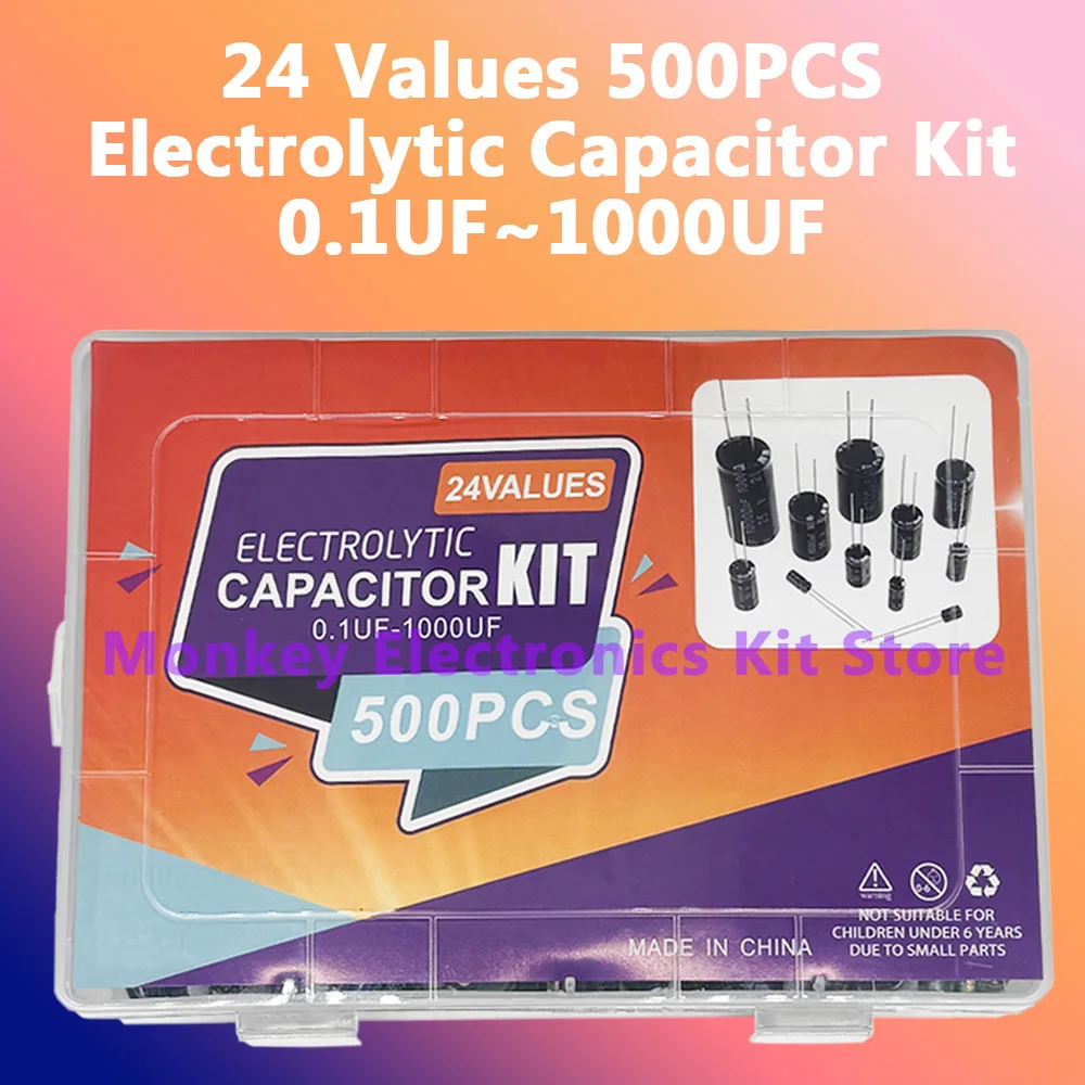 Bộ 500 24 Giá Trị 0.1UF-1000u Điện Phân Tụ Điện Hỗn Hợp Nhúng Chất Điện Giải Tụ Điện 10V 16V 25V 50V Điện Tử Bộ