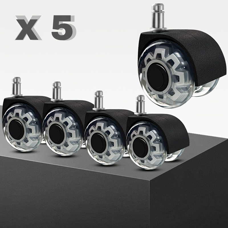 5 rodízios giratórios silenciosos de poliuretano resistente de 2 ", rodas de rolamento suave de substituição para cadeiras de escritório e jogos, móveis