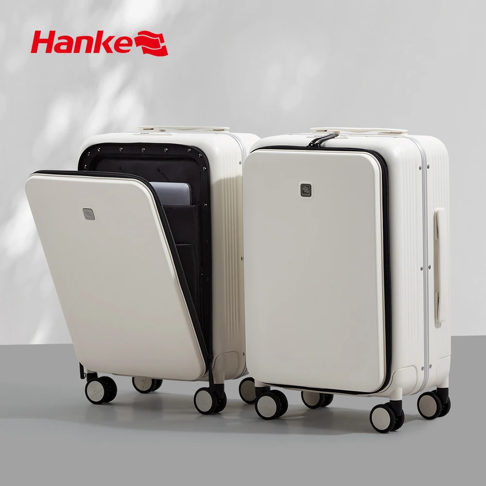 Hanke neues Design Gepäck Geschäfts reisekoffer Handgepäck Kabine Trolley Fall PC Material Rolling Spinner Räder