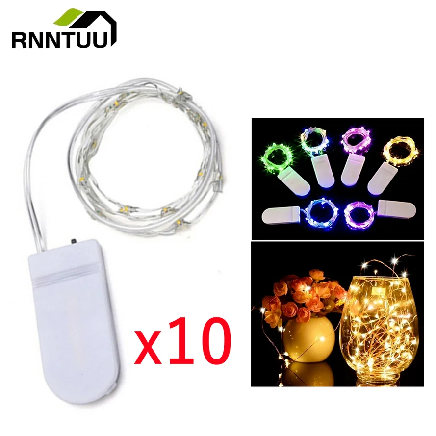10/Uds 5M/3M linterna LED lámpara de cuento de hadas de Navidad linterna pastel caja de regalo estrella creativa cadena de luz batería alambre de cobre luz