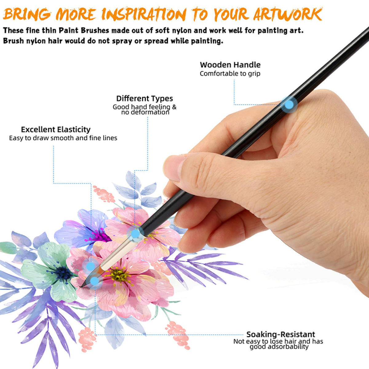 12 шт., профессиональная кисть для рисования акриловыми красками