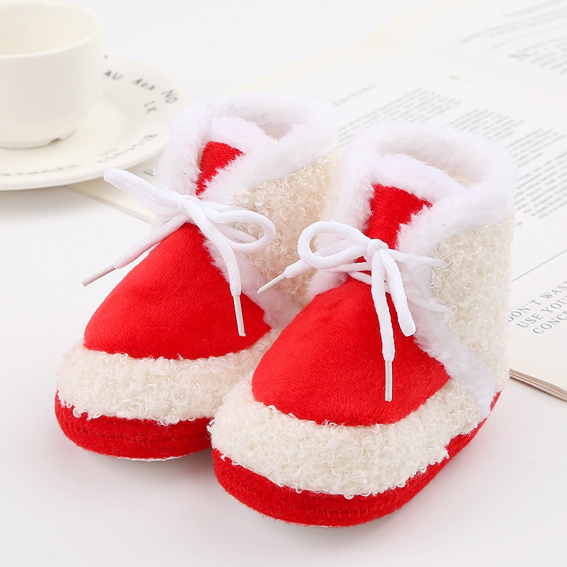 Zapatos de felpa de retales de estilo coreano para bebé, botas de nieve acolchadas de algodón con suela suave y cordones para niños y niñas adorables de 0 a 18M