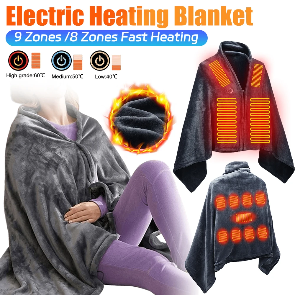 Elektrische USB-Heizdecke, 3 Heizstufen, Fleece-Heizdecke, tragbare Körperwärmerdecke, schnell erhitztes Cape-Pad für das Büro